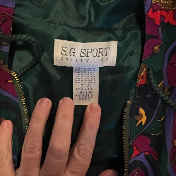 Vintage S.G. Sport Collection Women's Large Windbreaker Hood Baroque Paisley - Picture 4 of 9